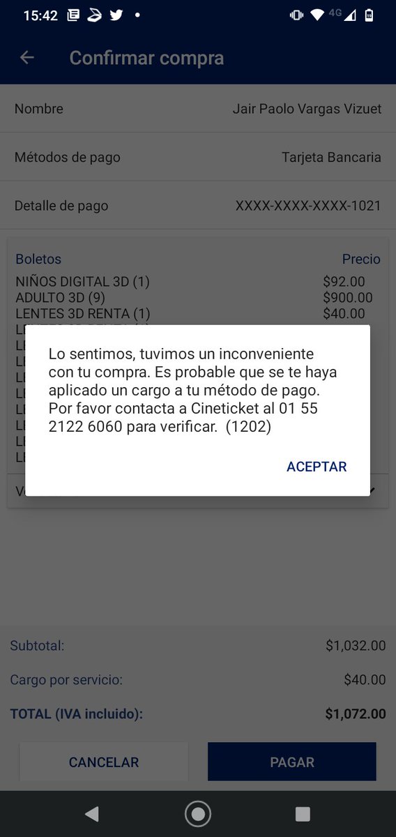 jairpvv's tweet photo. @cinepolis ayer compré 10 boletos , me cobraron y no han llegado los boletos ni hay forma de contactarlos , que pasa ? https://t.co/c1nOEYQvzk