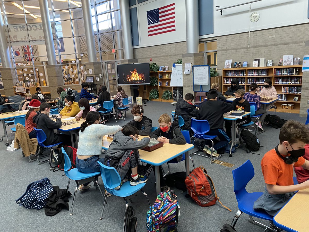 Who doesn’t want to play chess by the fire? #tjmspride #chessclub @FCPS_TJMSreads