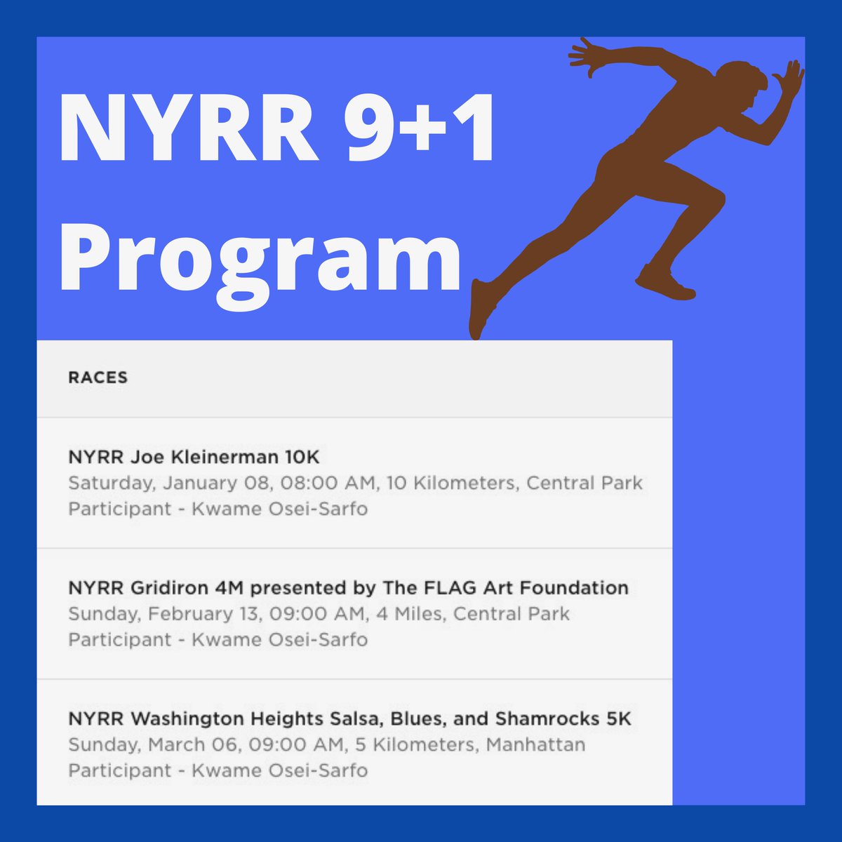 smokinscientist's tweet photo. Just registered for a few @nyrr races for 2022 so I can have guaranteed entry for #nycmarathon 2023. Now, I just have to run these races AND register for five more $$$. #therunchat #bibchat #blkrunners #nycrunning #nycrunner #running #runningcommunity #runnersoftwitter #kosphd https://t.co/WB8c1G73WH