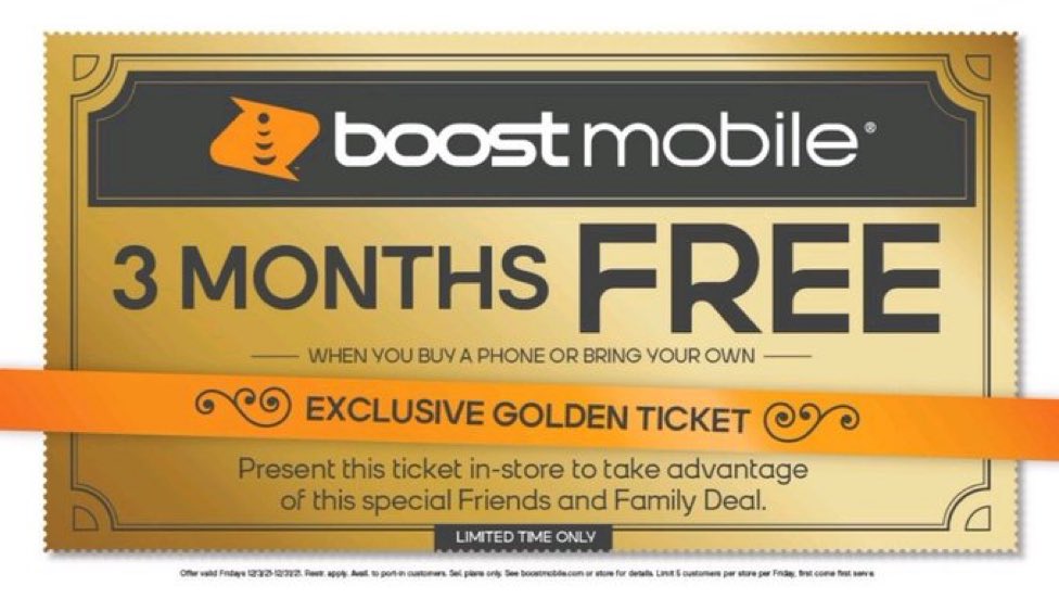 Big plans today for our friends and family!  We have Gikden tickets that get you 3 months of free service when you port in to Boost on our latest network!  Visit your local boost store today!
