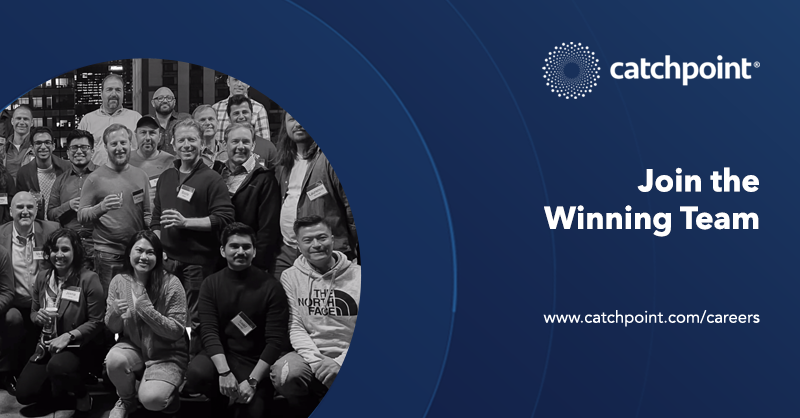 Catchpoint's tweet photo. Want to be part of the journey with us and @RealWebPageTest to see where we're headed next? 

We're hiring 👉 https://t.co/aCFBbiHSyk

#Catchpointer #CatchpointCrew #monitoring #hiring #career  #winningteam https://t.co/HZKXwF7Gix