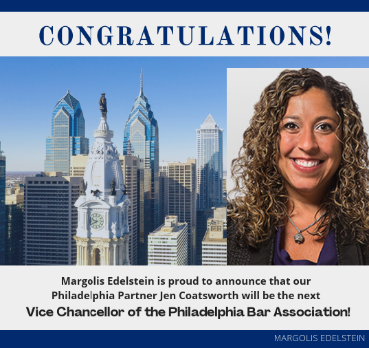 Margolis Edelstein is proud to announce that our Philadelphia Partner Jennifer Coatsworth will be the next Vice Chancellor of the Philadelphia Bar Association! #PhiladelphiaBarAssociation #ViceChancellor #MargolisEdelstein