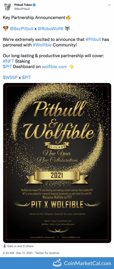 cmcal_bot's tweet photo. 🆕 New Pitbull $PIT, WolfSafePoorPeople $WSPP event! 
 
17 December 2021 
PIT/WSSP Partnership  
 
Source: https://t.co/SDwrIzkltS https://t.co/O2UyTA8VIt