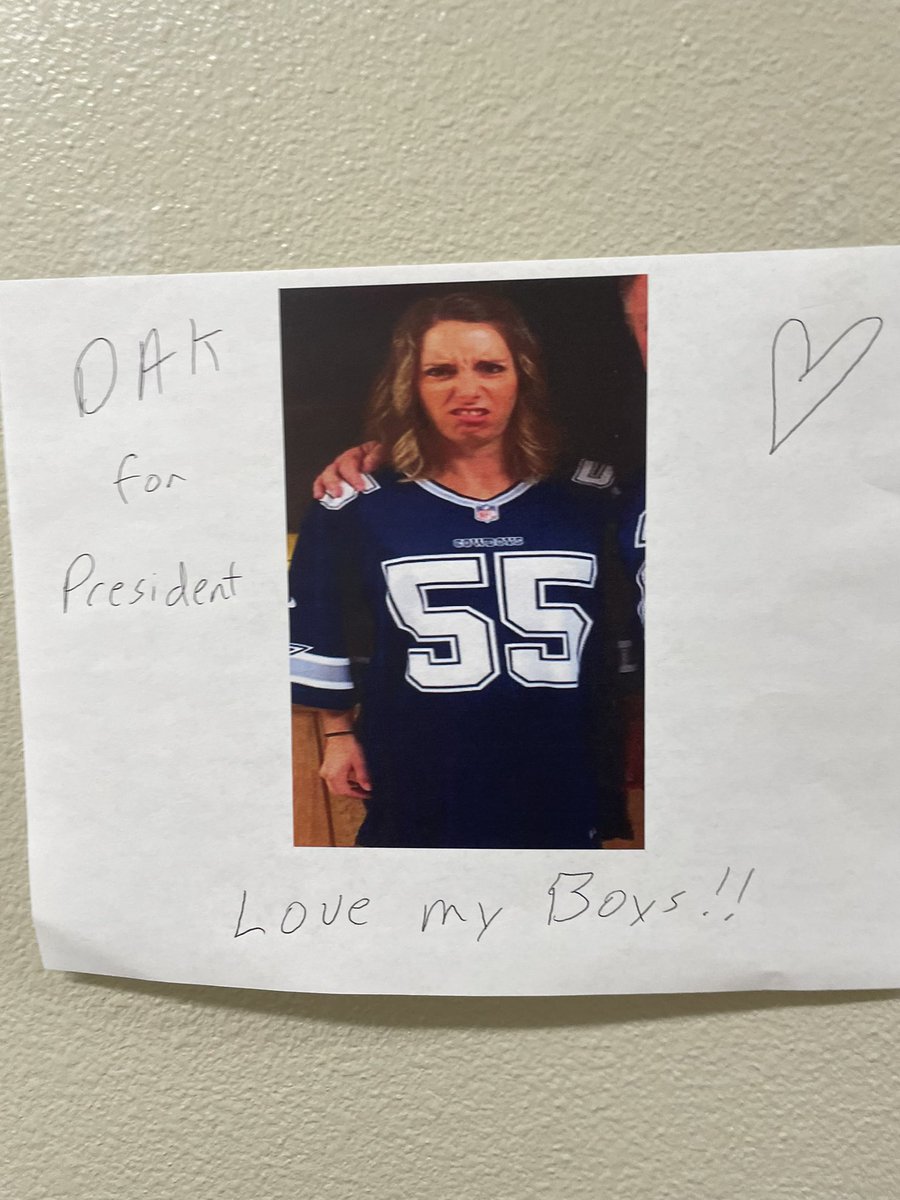 MrsFarney's tweet photo. @IMMSLions Principal celebrates the @dallascowboys on the day before Christmas break! #IMMSLions #December2Remember https://t.co/heOrygg5KW