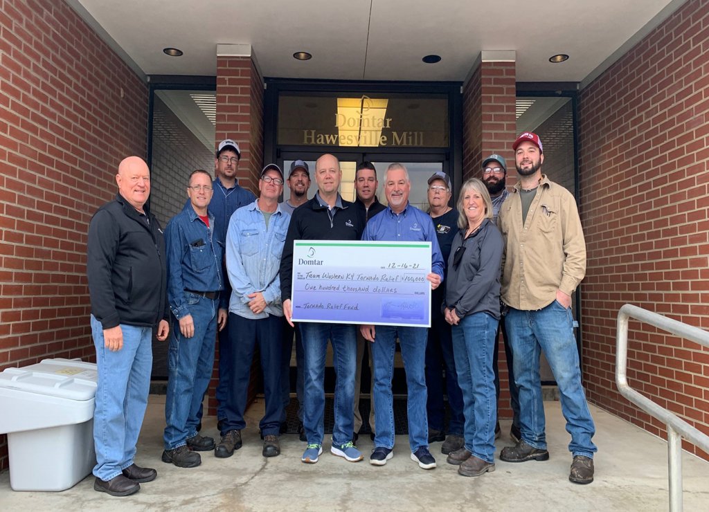 DomtarEveryday's tweet photo. Domtar has made a $100,000 #donation to the Team Western Kentucky Tornado Relief Fund to assist those impacted by the tornadoes and severe weather that affected the region last week, in addition to a $10,000 donation from our #Hawesville Mill. https://t.co/uCIUc4qiBy https://t.co/VIyAX4u56t