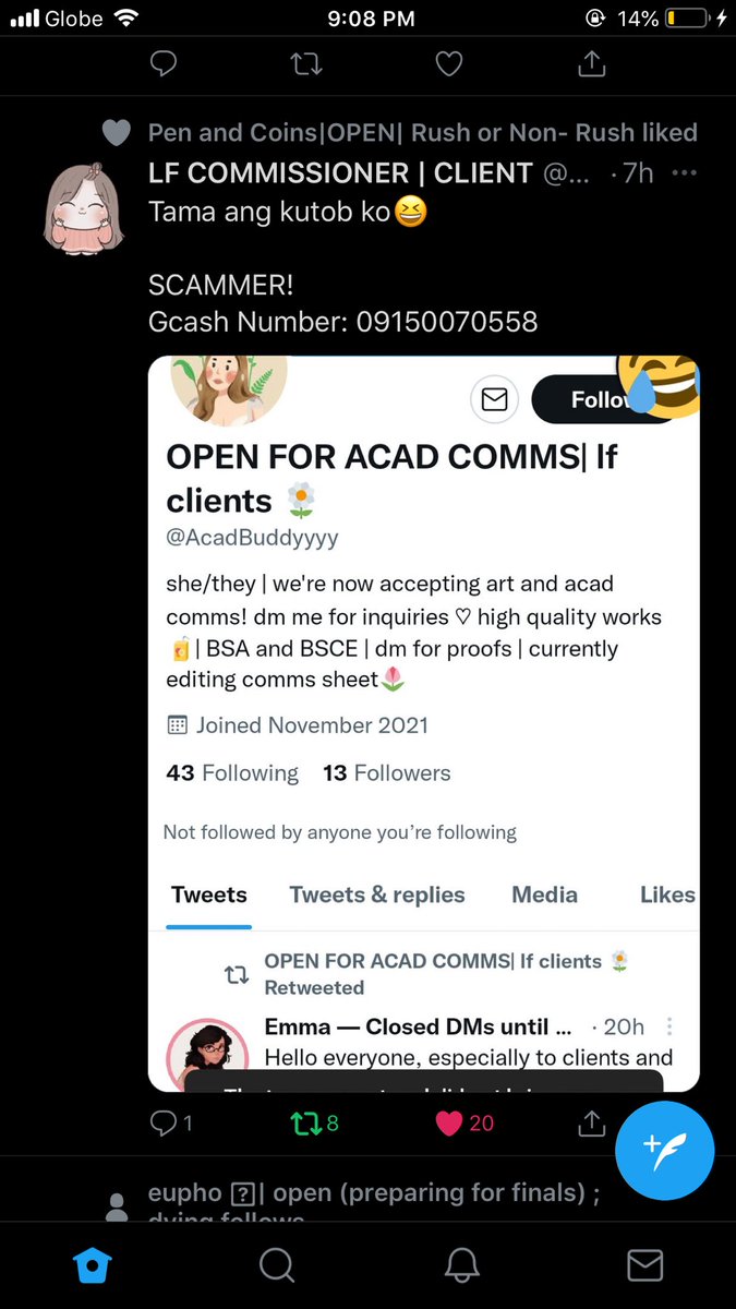 Classypremss2's tweet image. @/AcadBuddyyyy scammer‼️siya guys buti nalang may nakita akong post here sa comstwt muntik na ko mabiktima don nung nireplyan ko bigla na ko blinock haha sorry di mo ko maloloko lol

Ps; yun last pic un po nakita kong nag post na scammer daw siya at totoo ngang scammer ingat guys