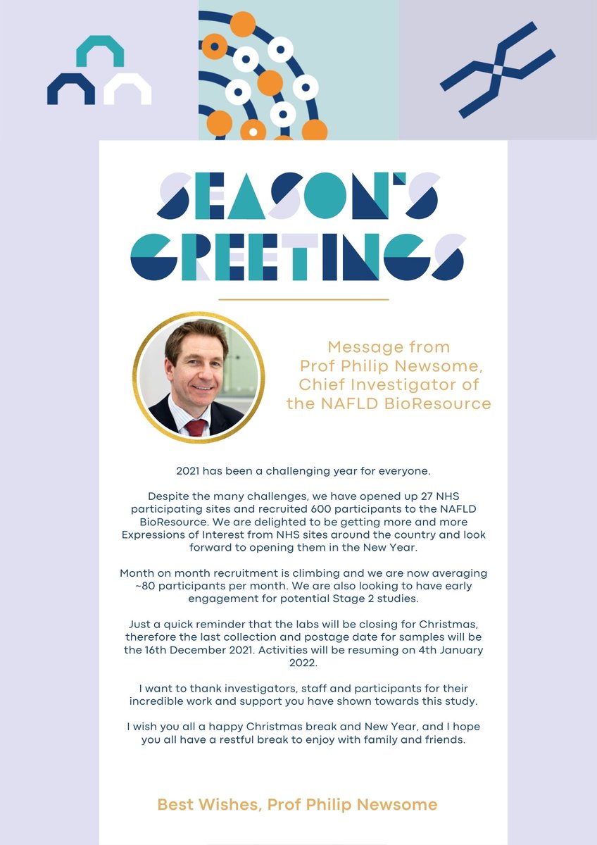 🎄 A message from the #NAFLDBioResource Chief Investigator, @phil_newsome7🎄