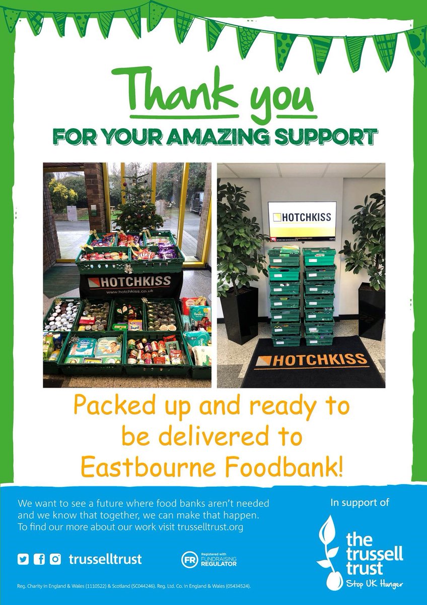 Hotchkiss food bank Christmas collection ready for delivery to Eastbourne Food Bank. Thank you to all staff who donated to such a worthy cause. #foodbank  #trusselltrust #feedtheneighbourhood