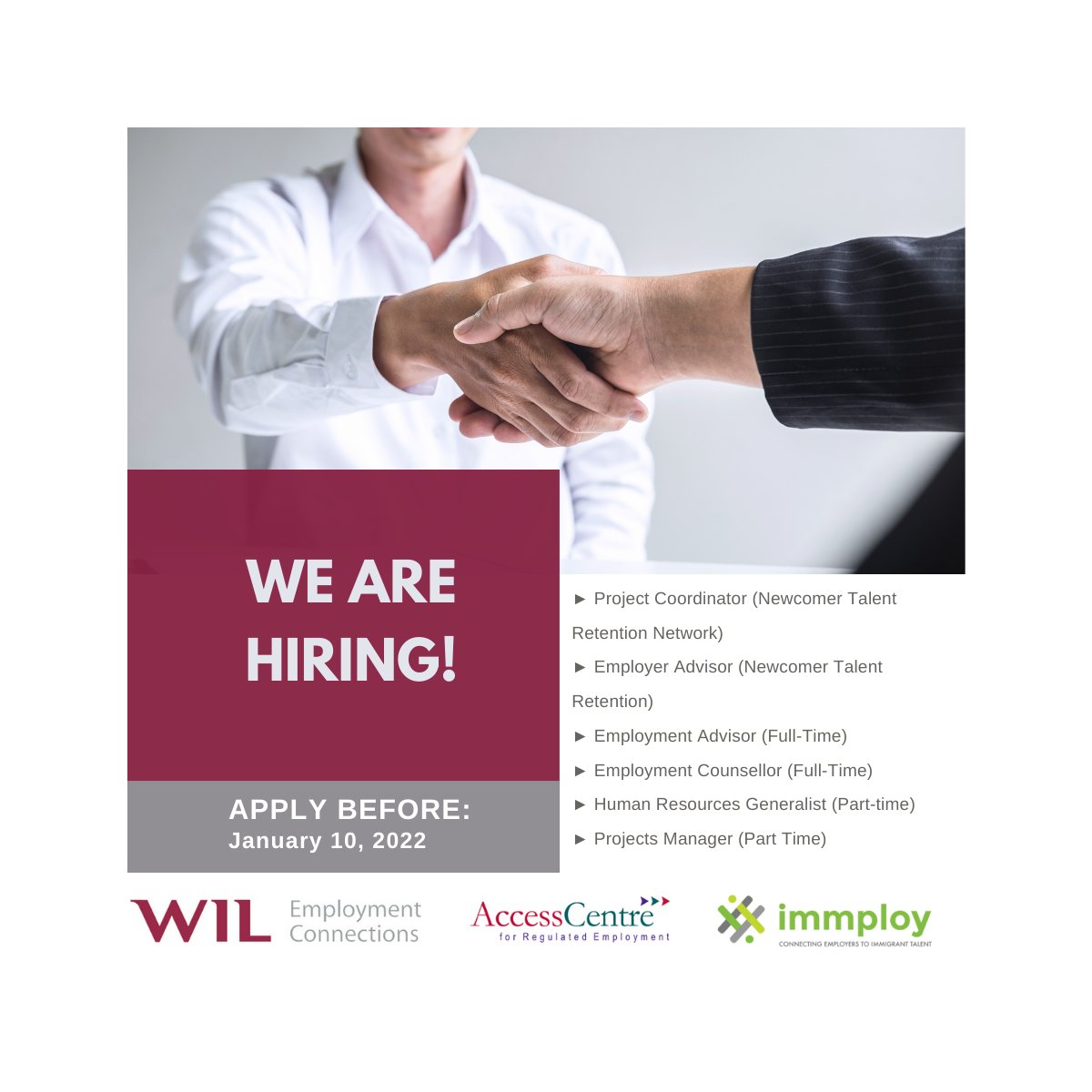 WILLAccessRE's tweet image. Join our team! WIL is hiring for multiple positions:
If you would like to work with us, we would love to hear from you. For job postings and details on how to apply, please visit: bit.ly/WILjobs2021
#LdnOnt #LdnOntJobs #SWOntJobs #employment #hiring #careers #jobseekers