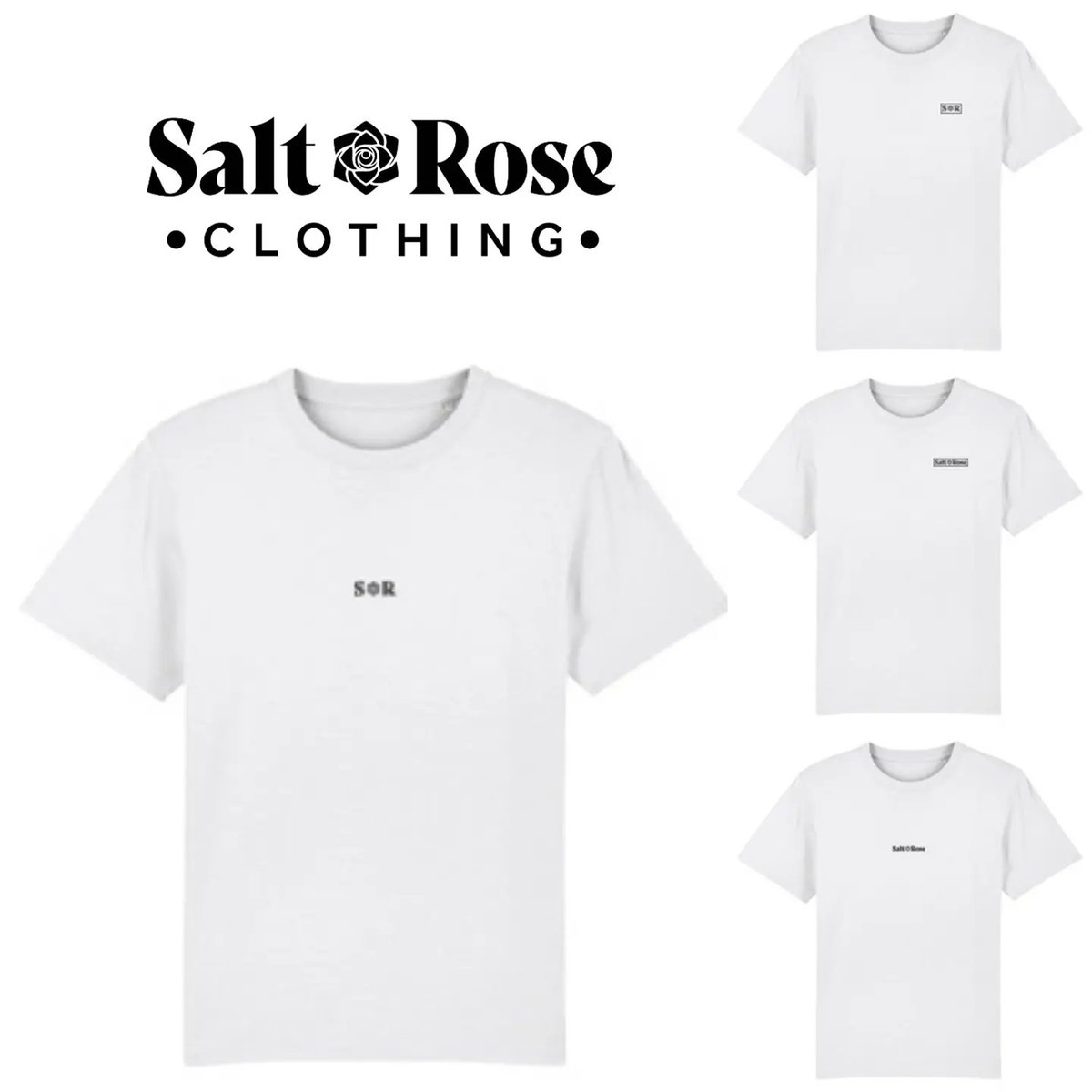 SaltRoseClo's tweet photo. HEAVY T-SHIRT £30

• Set-in sleeve

• 1x1 rib at neck collar

• Sleeve hem and bottom hem with wide double topstitch

• 100% Organic ring-spun combed cotton, 220 gsm

• Embroidered SaltRose logo in four different variations.

• White, Black, Grey &amp; Sand 

• XS S M L XL XXL https://t.co/PyQnK0e4iS