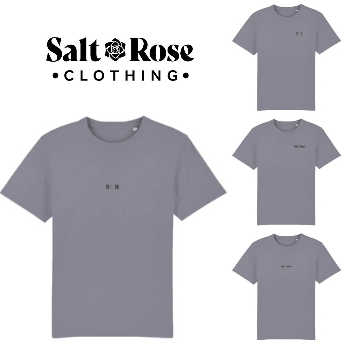 SaltRoseClo's tweet photo. HEAVY T-SHIRT £30

• Set-in sleeve

• 1x1 rib at neck collar

• Sleeve hem and bottom hem with wide double topstitch

• 100% Organic ring-spun combed cotton, 220 gsm

• Embroidered SaltRose logo in four different variations.

• White, Black, Grey &amp; Sand 

• XS S M L XL XXL https://t.co/PyQnK0e4iS