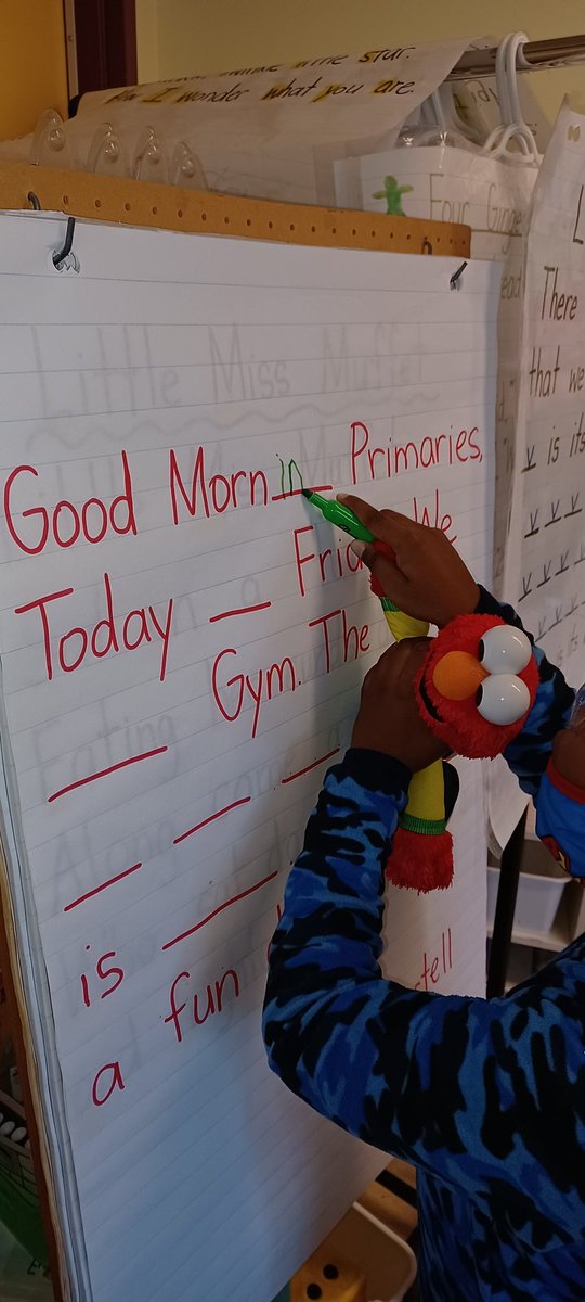 Elmo was helping with the morning message today! <a href="/ParkWestHRSB/">Park West</a>