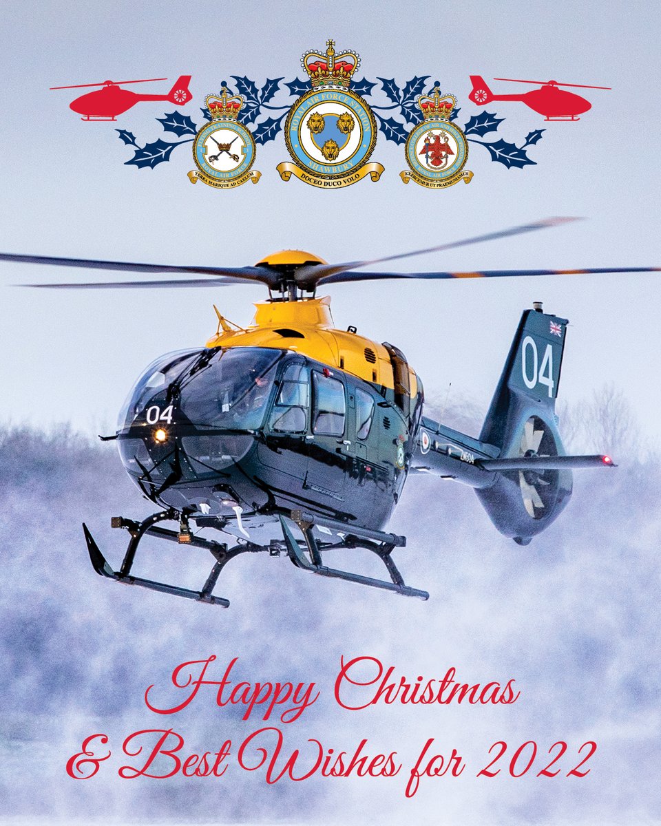 RAF_Shawbury's tweet photo. The Station Commander, Group Captain Phil Wadlow, and personnel at RAF Shawbury would like to take this opportunity to wish everyone a Happy Christmas and Best Wishes for 2022. https://t.co/kaGAaZMKLu