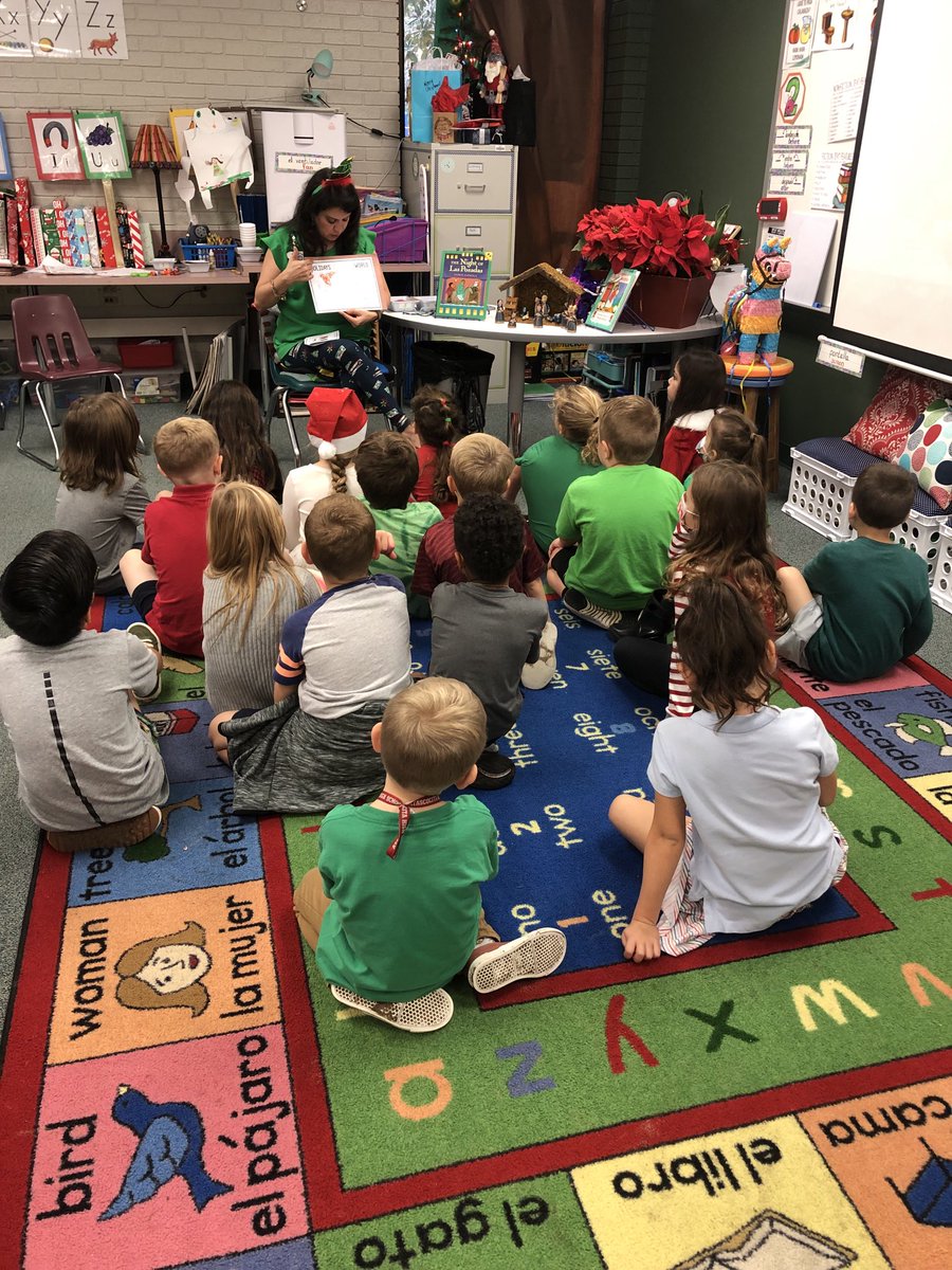 ⁦<a href="/sra_anna/">Sra. Hernandez</a>⁩ celebrating the holidays with 1st grade Spanish Immersion class and the entire lesson is in SPANISH! (With just 4 mon. of Spanish language learning.)
