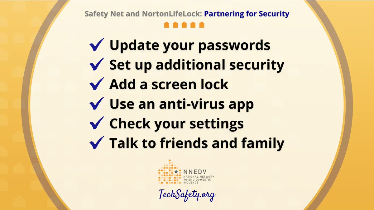 nnedv's tweet photo. We recently partnered with @NortonLifelock to host two webinars on privacy and security tools for survivors of domestic violence. Check out our quick tips and find more information here: https://t.co/HDKjYvd5BR
#TechSafety #TechSafetyMeans https://t.co/skyAU9LhWC