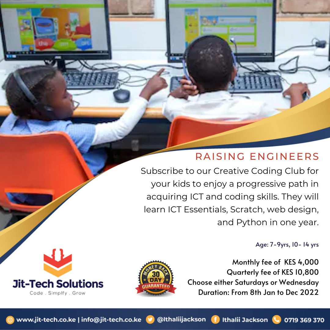 JitTech_learn's tweet photo. At @JitTech_KE, we are determined to your kids' journey of creativity, problem-solving, and innovativeness. Support their growth by enrolling them in the right programs. We focus not only on technical skills but also soft skills. Join now https://t.co/trbFS2kHWO
#RaisingEngineers https://t.co/XwlqzbJ4PJ
