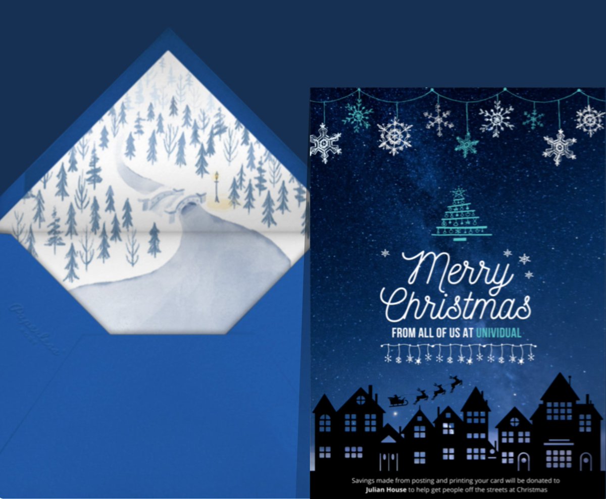 UnividualLtd's tweet image. We saved £2,200 by emailing this year's Christmas cards to over 800 people. So we donated all of that to the @JulianHouseUK Christmas appeal. They are working tirelessly to save lives over Christmas by helping people off the streets. Visit &amp;amp; DONATE🙏julianhouse.org.uk