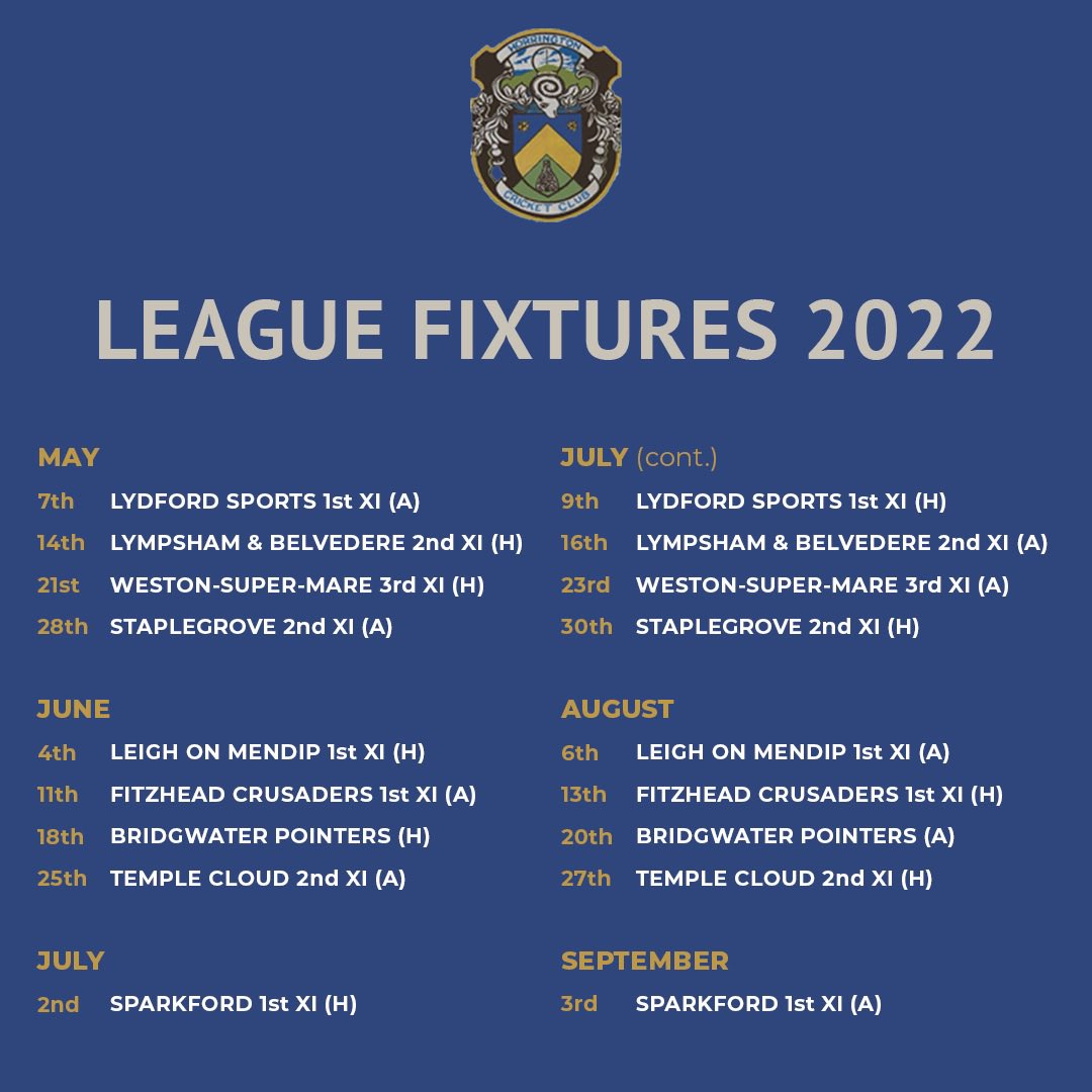 HorringtonCC_'s tweet photo. Our 2022 @MSLSomerset Division 5 fixtures 📆

Bring it on 🏏 https://t.co/Ms6t0y8qYN