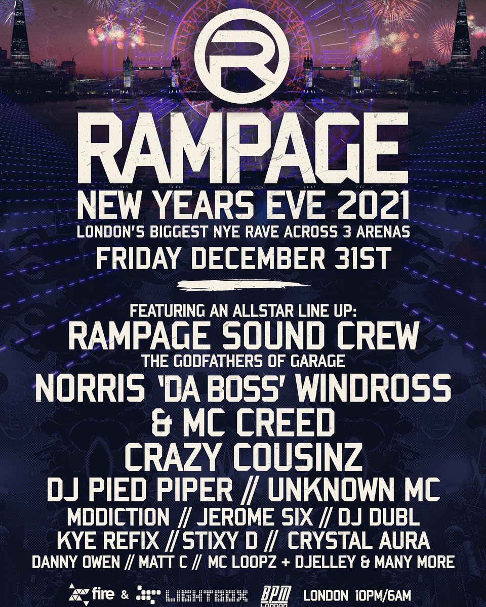 2 weeks to go til Rampage take over the Fire &amp; Lightbox complex for their New years eve celebrations! 🎉 

Tickets - bit.ly/RampagesoundNYE
