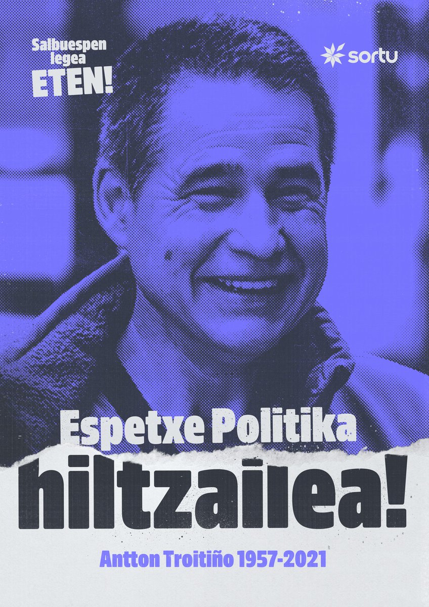 Antton Troitiño hil du espetxe politikak.

Larriki gaixo egonda ere espetxean izan dute preso ia azken momentu arte.

Salbuespen legea ezarri izan ez baliote aspaldi legoke aske, eta akaso, gaur bizirik ere bai.

⚫Espetxe politika hiltzailea!
