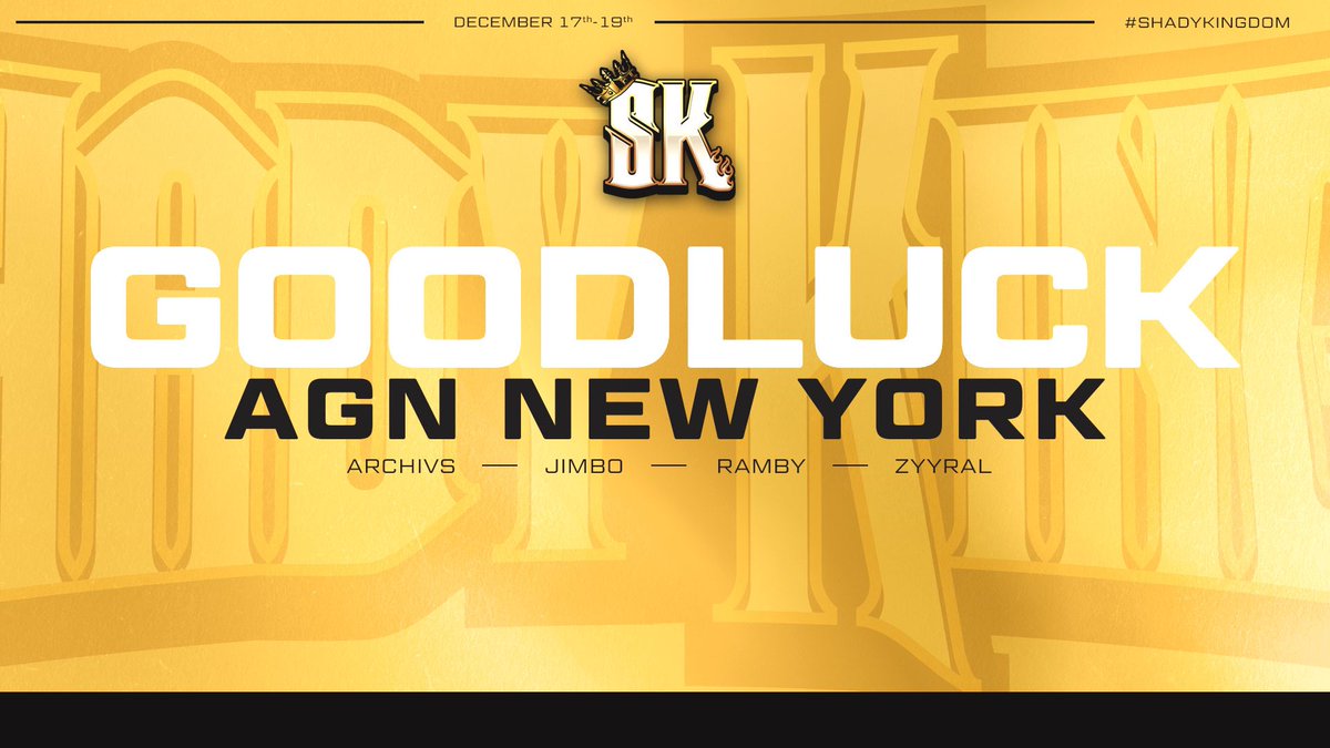 ShadyKings's tweet photo. This weekend our CoD roster will be taking on @AGNEvents NY for the first lan of the season for Shady Kings!
👑 @Archivs12 
👑 @Jimbolah 
👑 @RambyBamby 
👑 @Zyyral 
#ShadyKingdom #SKTakeover https://t.co/E5Dy6oaSbI
