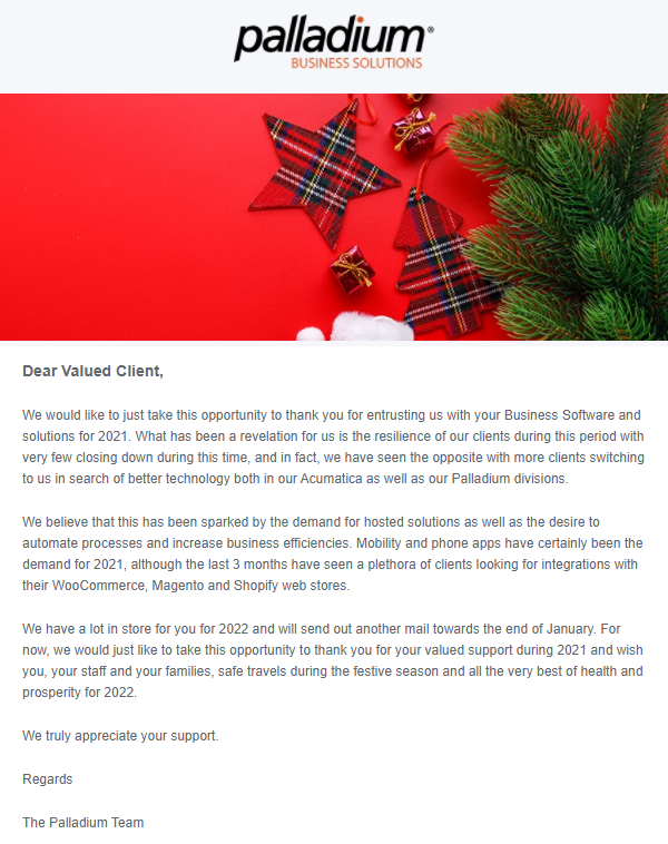 PalladiumSA's tweet photo. We would like to take this opportunity to thank you for your valued support during 2021 and wish you, your staff and your families safe travels during the festive season and all the very best of health and prosperity for 2022.

We truly appreciate your support. https://t.co/vKIkmmrX3n