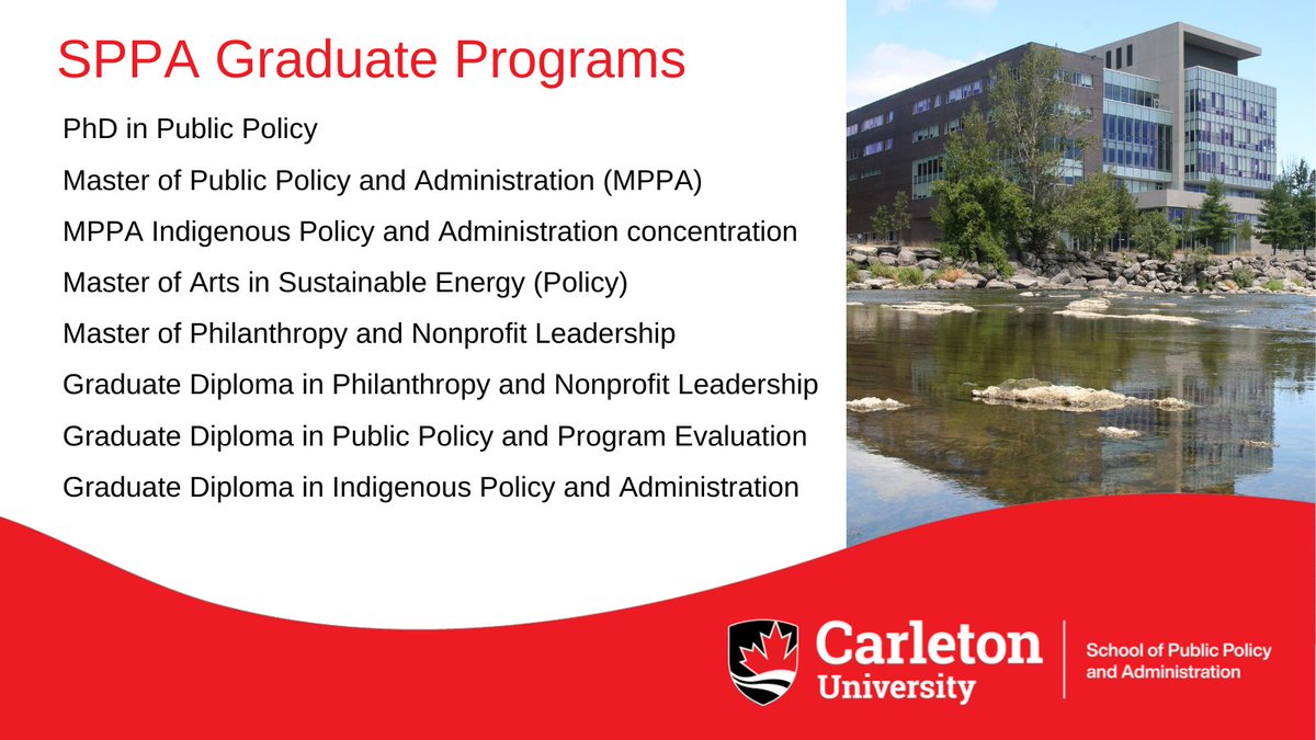 CarletonSPPA's tweet photo. Thinking about @CUGradStudies? SPPA offers online graduate diplomas, master's programs and a PhD in Public Policy. Learn more about our graduate programs: https://t.co/3Sm96xQg3x #SPPAFutureStudents https://t.co/6XTEnpYm60