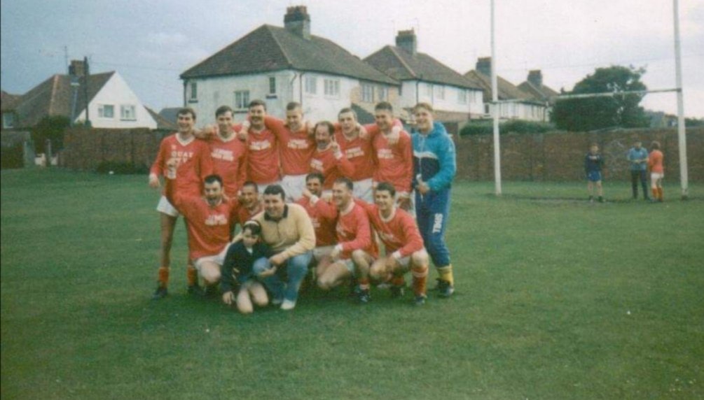 Just had this memory come up on FB and some familiar faces on this team photo from a friendly game arranged against Brid Rugby club  in the early 90's...even "Peter Kay" made a guest appearance for it with a young <a href="/Becks85Helm/">Rebecca LUFC Seaton-Helm 💙💛🏴󠁧󠁢󠁥󠁮󠁧󠁿🇬🇧</a> 🤣😂⚽ <a href="/neilgrimo/">Neilgrimo</a> <a href="/DeanClarkson14/">Dean Clarkson</a> <a href="/allendench/">Allen Dench</a>