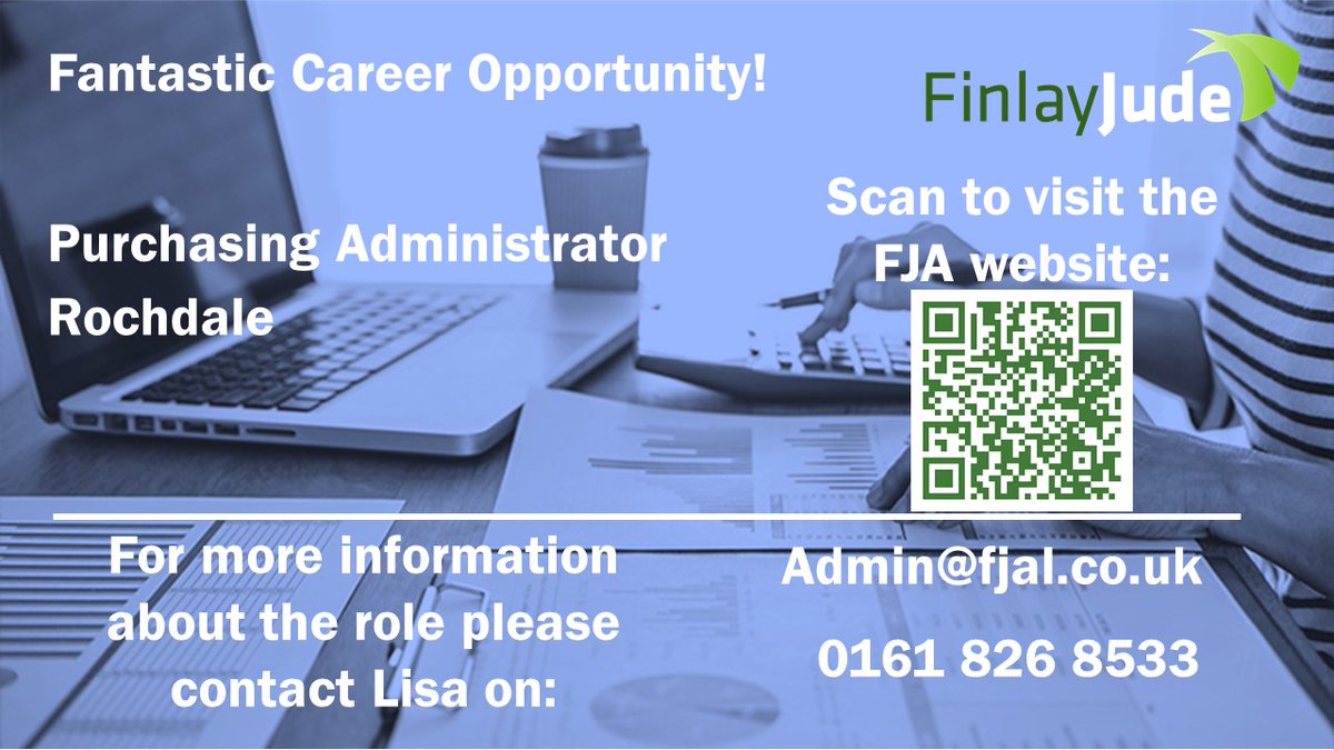 FinlayJude's tweet image. ✨ Fantastic #Career #Opportunity! ✨

This is a fantastic career opportunity working for a National #Utilities Company as a #Purchasing #Administrator working within the #Rochdale area.

📱 Please scan the QR code to visit the FJA website!