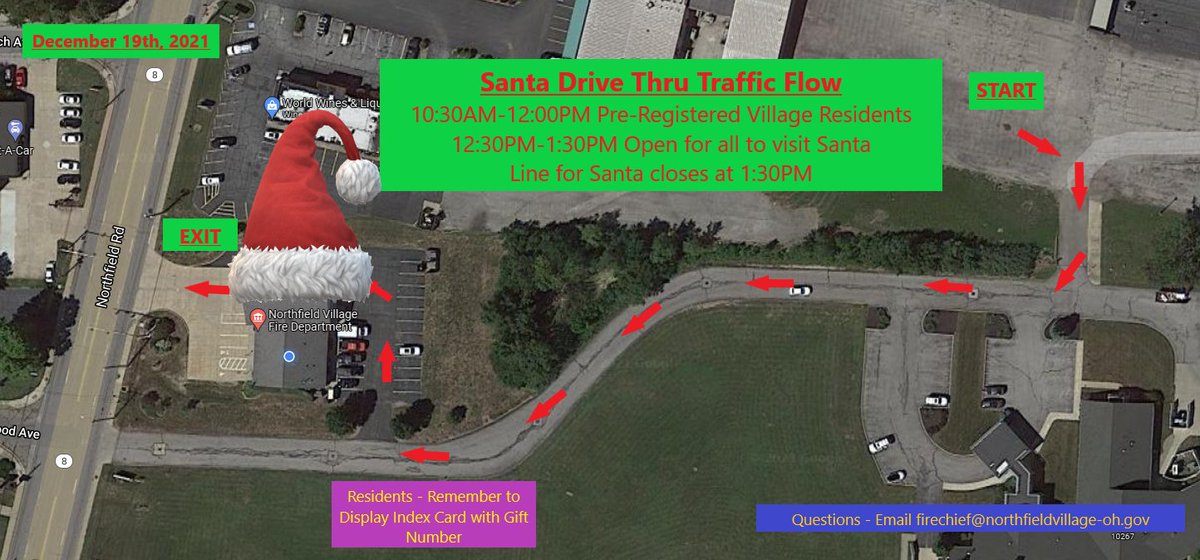 Traffic Pattern for this weekend's Meet and Greet with Santa for Village Residents