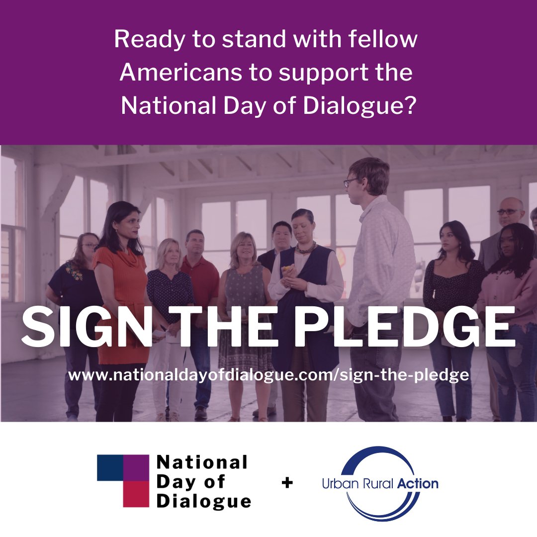 urbanruralact's tweet photo. Ready to stand with fellow Americans to support the #nationaldayofdialogue led by our friends at @ideosinstitute? Sign the pledge and register: https://t.co/cqwh9Kls56 @ndod #ndod #empathy #dialogue #ideosinstitute #listenfirst https://t.co/8EwLzvcX71