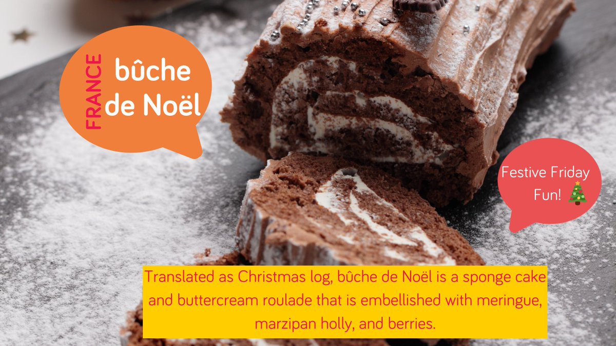 langsconnect_ie's tweet photo. Dating back to medieval times, Bûche de Noël or Christmas log is a traditional Christmas cake in many French households. Have you ever tried bûche de Noël? Tell us in the comments below. 

#LanguagesConnect #FestiveFridayFun https://t.co/E4du8TjayC