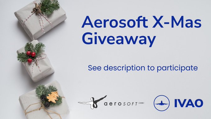 ivaoaero's tweet photo. Until Christmas, we are giving away Aerosoft voucher codes to random members! Post a screenshot of your flight starting today on one of our social media platforms.

To participate your post must contain:
- Your callsign
- Tag
@ivaoaero 
@AerosoftGmbH 
- #IVAOXMAS2021 https://t.co/RcM1Vk3wnX