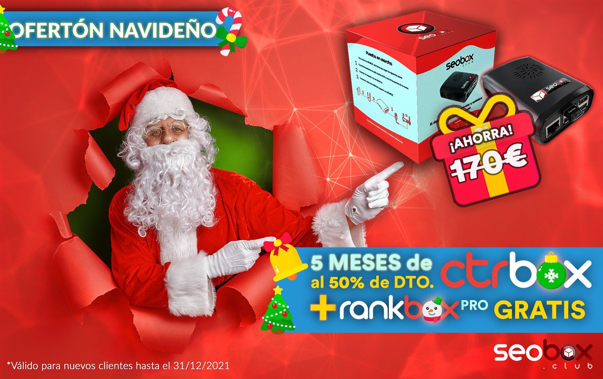seoboxclub's tweet photo. ¡HO HO HO! Súper Ofertón Navideño 🎅🏻🎄

🎁 CTRbox AL 50% + RANKbox PRO.

▪ 50% de descuento durante 5 meses en todos los planes y además, #RANKbox PRO incluido ¡GRATIS!

¡Aprovecha está oportunidad!👉🏻 https://t.co/8CrlGK2ZHy

*Válido hasta el 31/12/21 https://t.co/TVmuaIw2Bi