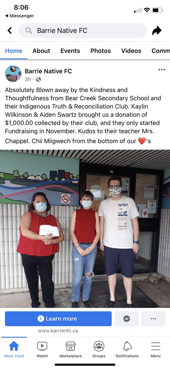 So proud and grateful for the Bear Creek staff and students’ generosity to support our local Barrie Native Friendship Centre. @umap03 @T_Rodaro @MrsMcLeodVP @murphybowman86 @FNMI_SCDSB @SCDSB_Schools