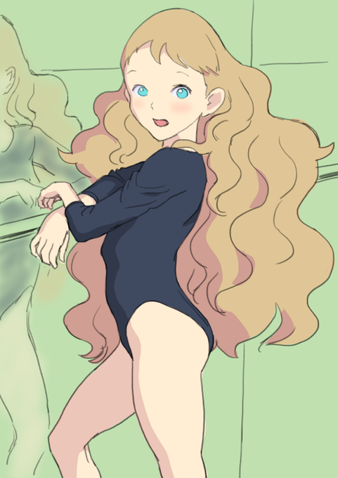 鏡の前のおーちゃん(はいしんでかいた 