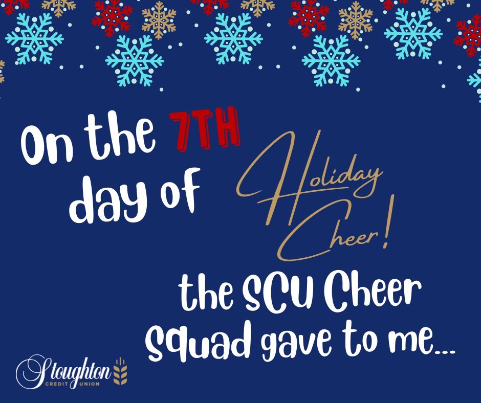 StoughtonCU's tweet photo. The 7th day of Holiday Cheer has arrived and today we are celebrating with some holiday treats!  

❄️Stop in at either branch today and grab yourself a coffee and a treat to warm yourself up.  ❄️ https://t.co/wzRs5a1tJP