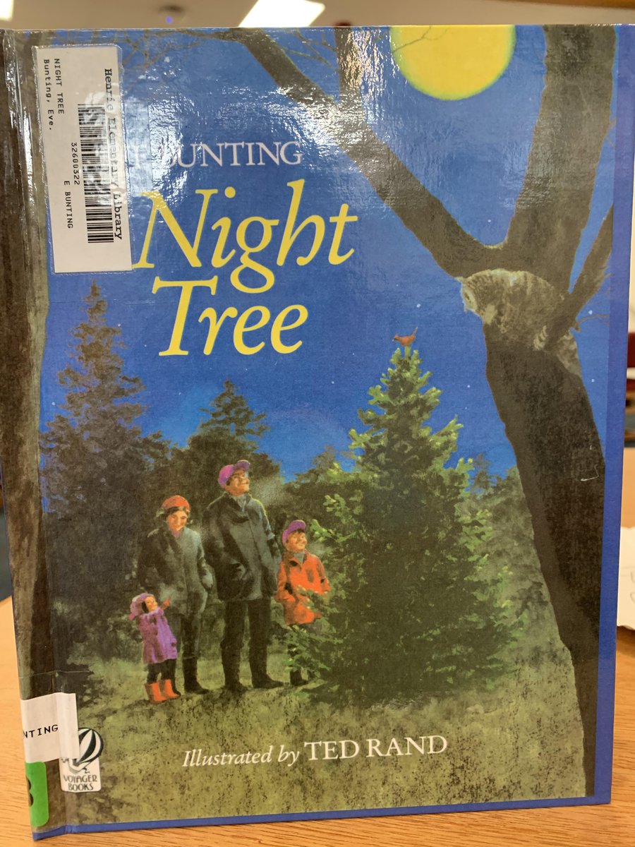 henrielibrary's tweet photo. After reading The Night Tree by Eve Bunting kindergartners made their own tree decoration to leave for their animal friends. #henriehawks @evebunting https://t.co/j33uFspNet