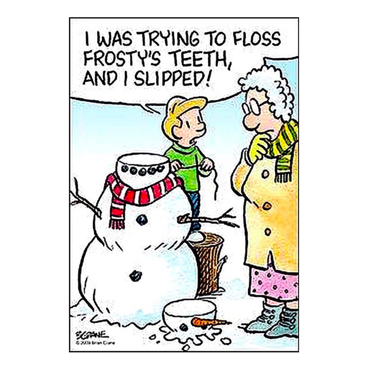 LadDentistry's tweet photo. Be careful, don't #floss too hard!  #dentalhumor #frostythesnowman #funnyfriday https://t.co/MjacUH7bok