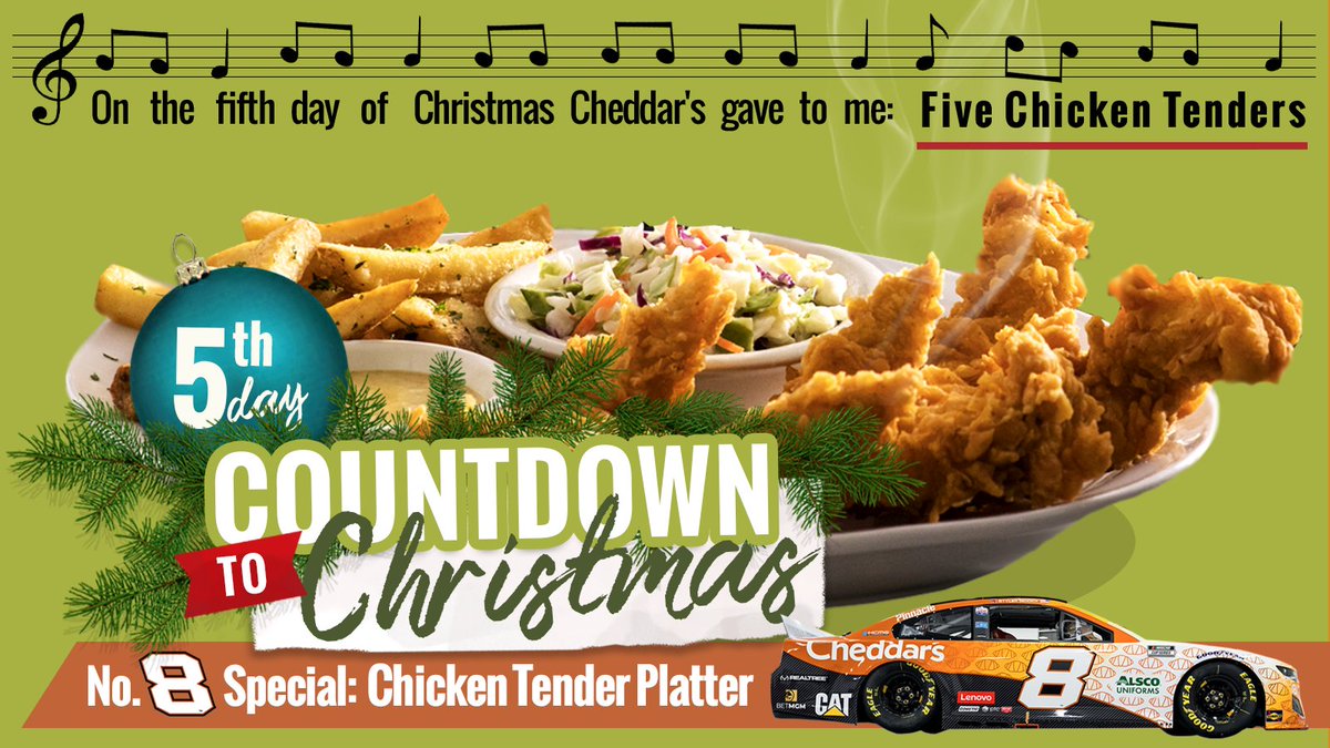 cheddarskitchen's tweet photo. Day 5 calls for @TylerReddick's favorite meal. If you like and retweet this post you may find yourself enjoying a No. 8 Special of your own!

@RCRracing | #Croissantmas https://t.co/CHh01WpnKP