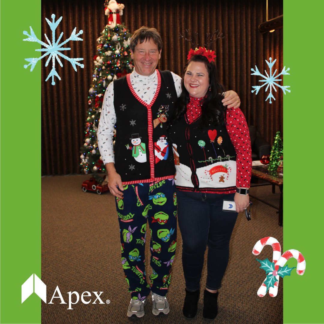 ApexCap's tweet photo. Today is National Ugly Sweater Day! We've seen a lot of them around the office over the years, share your ugly sweater photos with us in the comments and spread the holiday cheer! 🎄🎅 https://t.co/JEdJOrAj3x
