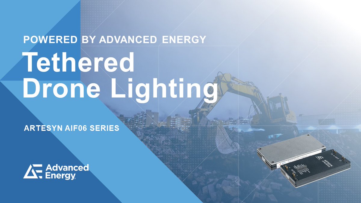 AdvEnergy's tweet photo. Our Artesyn AIF06ZPFC is powering a tethered #drone high intensity #lighting platform that provides a lighting solution in applications such as emergency relief, major events and aerial surveillance. Learn more https://t.co/nKRrsNXiQc #PoweredbyAE https://t.co/LAN0pybgmn