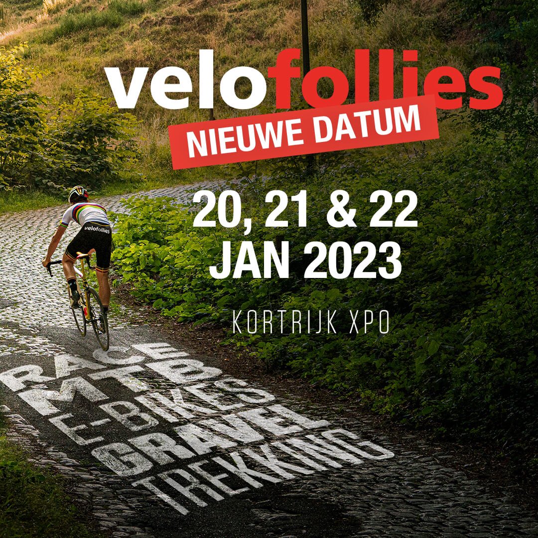 Velofollies, de jaarlijkse fietsbeurs in Kortrijk Xpo, wordt uitgesteld naar 2023.

Lees meer via volgende link: bit.ly/velofollies2023