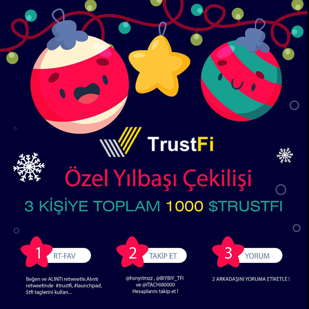Kira_degenn's tweet photo. @trustfiorg''un 2.IDOsunu kutluyoruz arkadaşlar. Yılbaşı hediyesi olarak 3 kişiye 1000 Adet TrustFi  hediye. Bunun için bir çekliş düzenliyoruz.
@hsnyrlmzz @BIYBIY_TFI @ITACHI80000
hesaplarını takip edelim. https://t.co/7S6LaTfzyi
