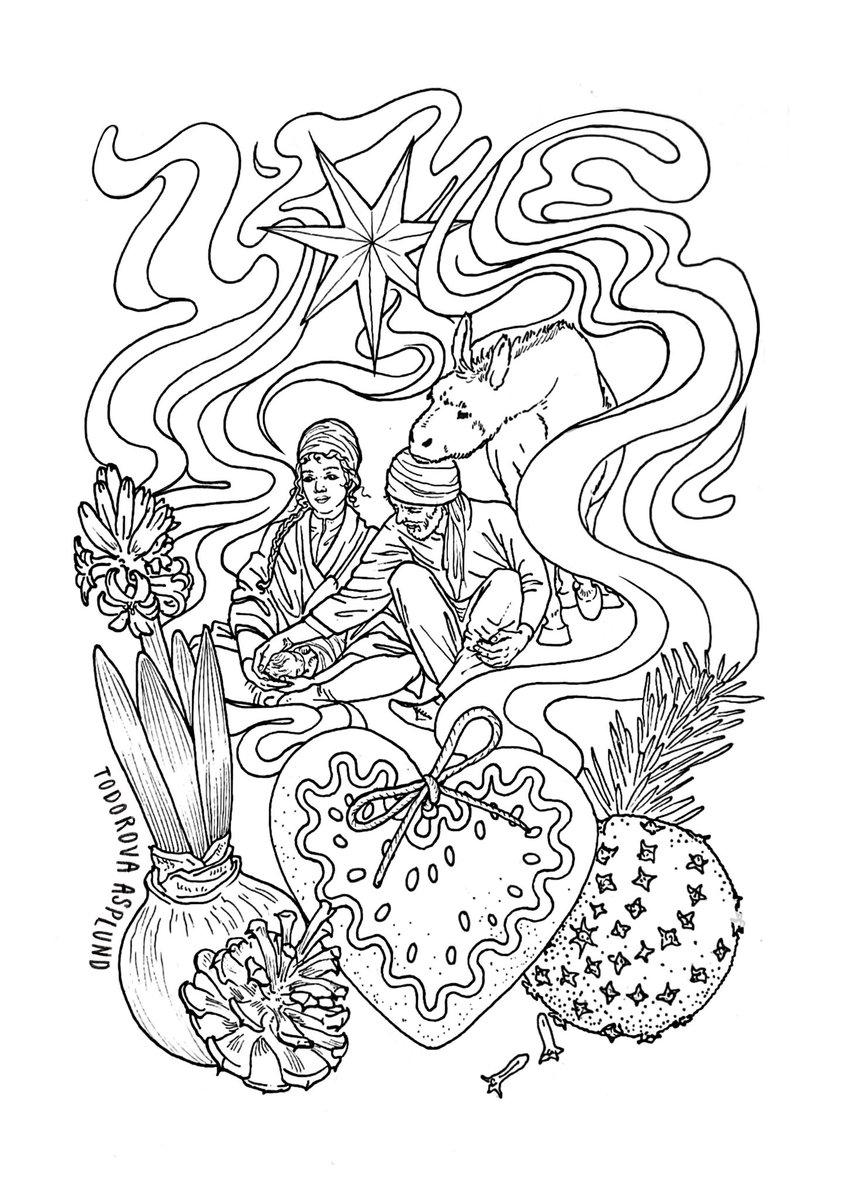 martina_asplund's tweet photo. I've made Christmas coloring sheets with some seasonal motifs, you can download them for free ❤️🌲 #chriatmascraft #coloringbook #coloringsheet #församling #svenskakyrkan #kyrka #illustratör #illustrator #illustration #linedrawing #julpyssel #coloringbookartist #nativity https://t.co/LBL1qkj8CC