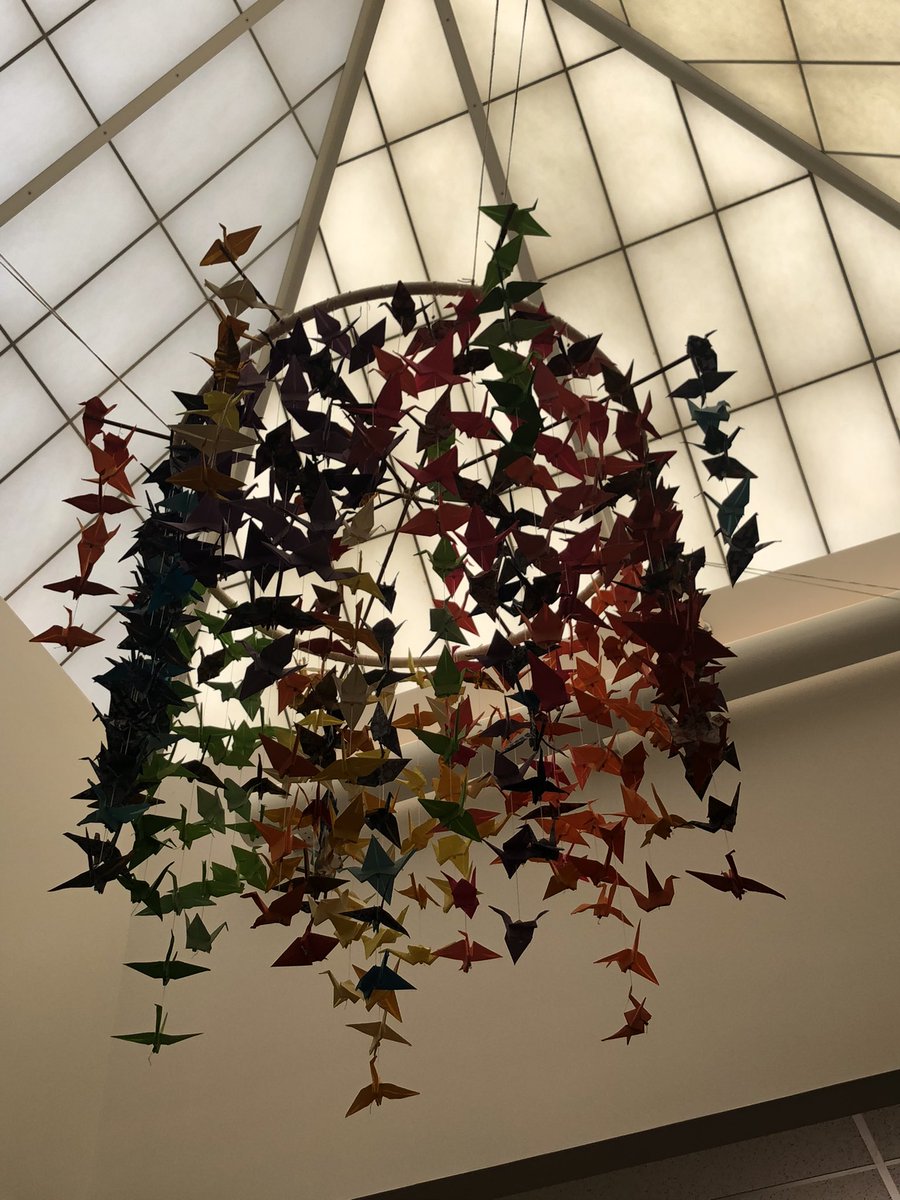 JusticeHS_IB's tweet photo. Service Friday at Lewis produced this beautiful origami chandelier. Props to our library staff for this vision and execution! @mimimarquet62 @findreadexplore @LewisHSLibrary @JohnLewisHSFCPS @lewis_sga @FCPSR3 @Yikes_its_Sikes @mattymetsfan https://t.co/gEv7Dx2xQh
