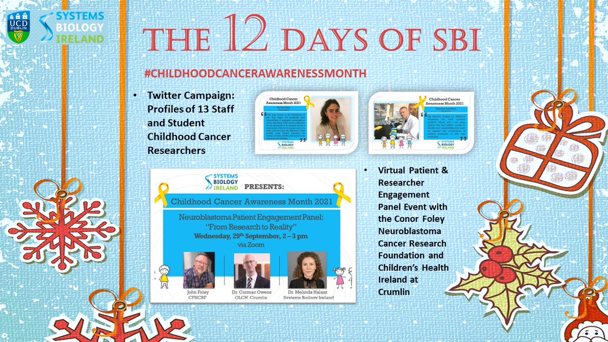 Systems Biology Ire (@sysbioire) on Twitter photo In Sept, we highlighted 13 childhood cancer researchers and also held a panel on childhood neuroblastoma. Both activities were great engagement opportunities for #ChildhoodCancerAwarenessMonth. <a href="/CFNCRF/">ConorFoley Neuroblastoma CancerResearch Foundation</a> <a href="/melihalasz/">Melinda Halasz</a> <a href="/CHIatCrumlin/">CHI at Crumlin</a>
More: ucd.ie/sbi/news/newsf… In Sept, we highlighted 13 childhood cancer researchers and also held a panel on childhood neuroblastoma. Both activities were great engagement opportunities for #ChildhoodCancerAwarenessMonth. <a href="/CFNCRF/">ConorFoley Neuroblastoma CancerResearch Foundation</a> <a href="/melihalasz/">Melinda Halasz</a> <a href="/CHIatCrumlin/">CHI at Crumlin</a>
More: ucd.ie/sbi/news/newsf…