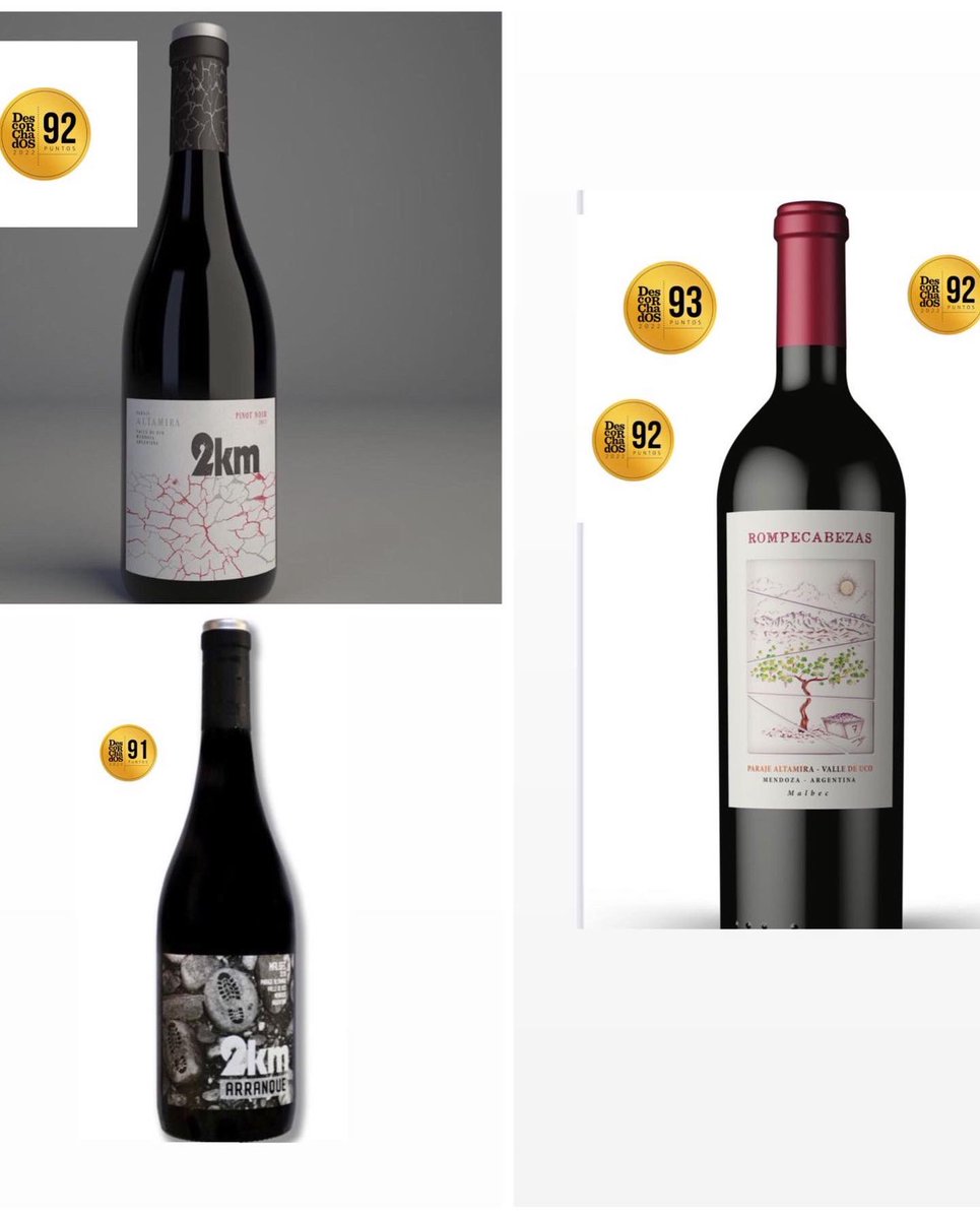 Muy felices por los puntajes de la <a href="/guiadescorchado/">Guia Descorchados</a> 2022 .
2KM blend de viñedo 2019,95 puntos y mejores Altamira.
2KM CabSauvignon 2019 : 94 puntos,Revelacion y mejores Cab Sauvignon .