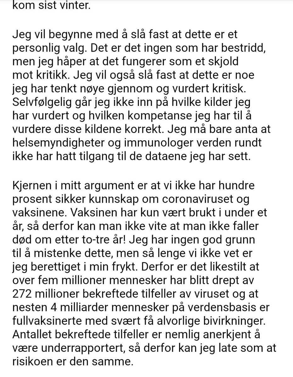 Frankohansen's tweet photo. Etter hun som ikke tørte å si offentlig at hun er uvaksinert i en kronikk på NRK, er dette en nydelig respons. https://t.co/iDd8Dlakoe
