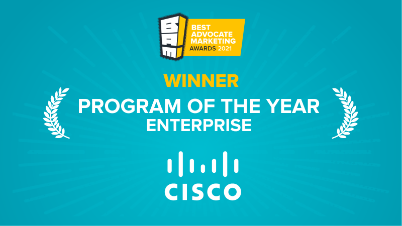 Congrats to The <a href="/Cisco/">Cisco</a> Gateway Customer Advocacy Program for winning the 2021 Influitive BAMMIE Award Finalist for Program of the Year – Enterprise 🎉🙌! 

Check out Influitive's announcement for a complete list of #BAMMIES21  winn infl.tv/knIY